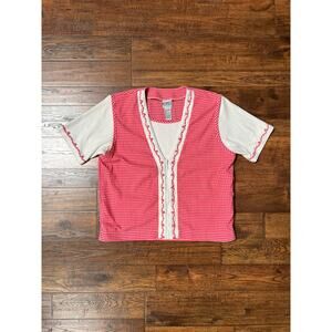 Vintage Clothing - 1990s T-Shirt Vest - Red Gingham - Koret Francisca - Medium